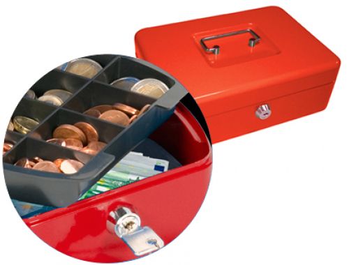 Cofre com bandeja para moedas q-connect 250x90x180 mm vermelho , Q-connect , 37659 , 5705831033221